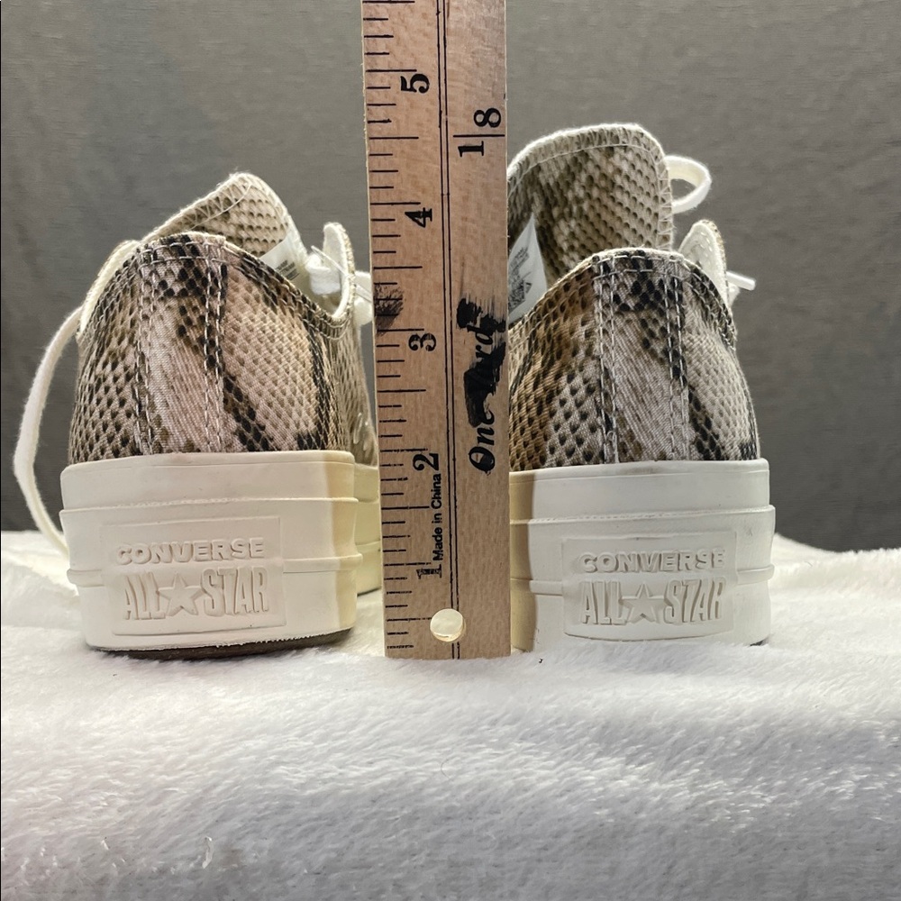 Converse Low Top Sneakers in Beige Snake Print with White Soles - Picture 5 of 10